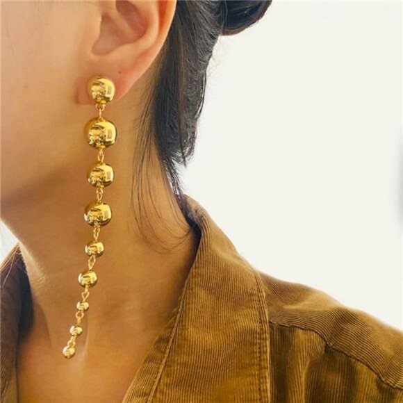 ✨ Pearl Drop Earrings & Studs (2-in-1) | 14K Chain Tassel - Picture 4 of 4